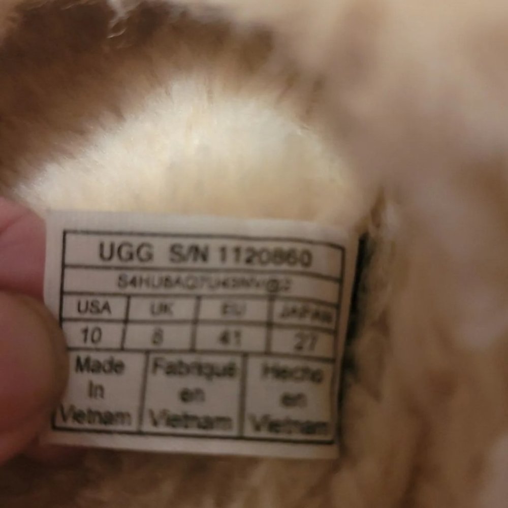 UGG Women's Fuzz Sugar Cross Slide Slippers #1120860 Natural Size 10